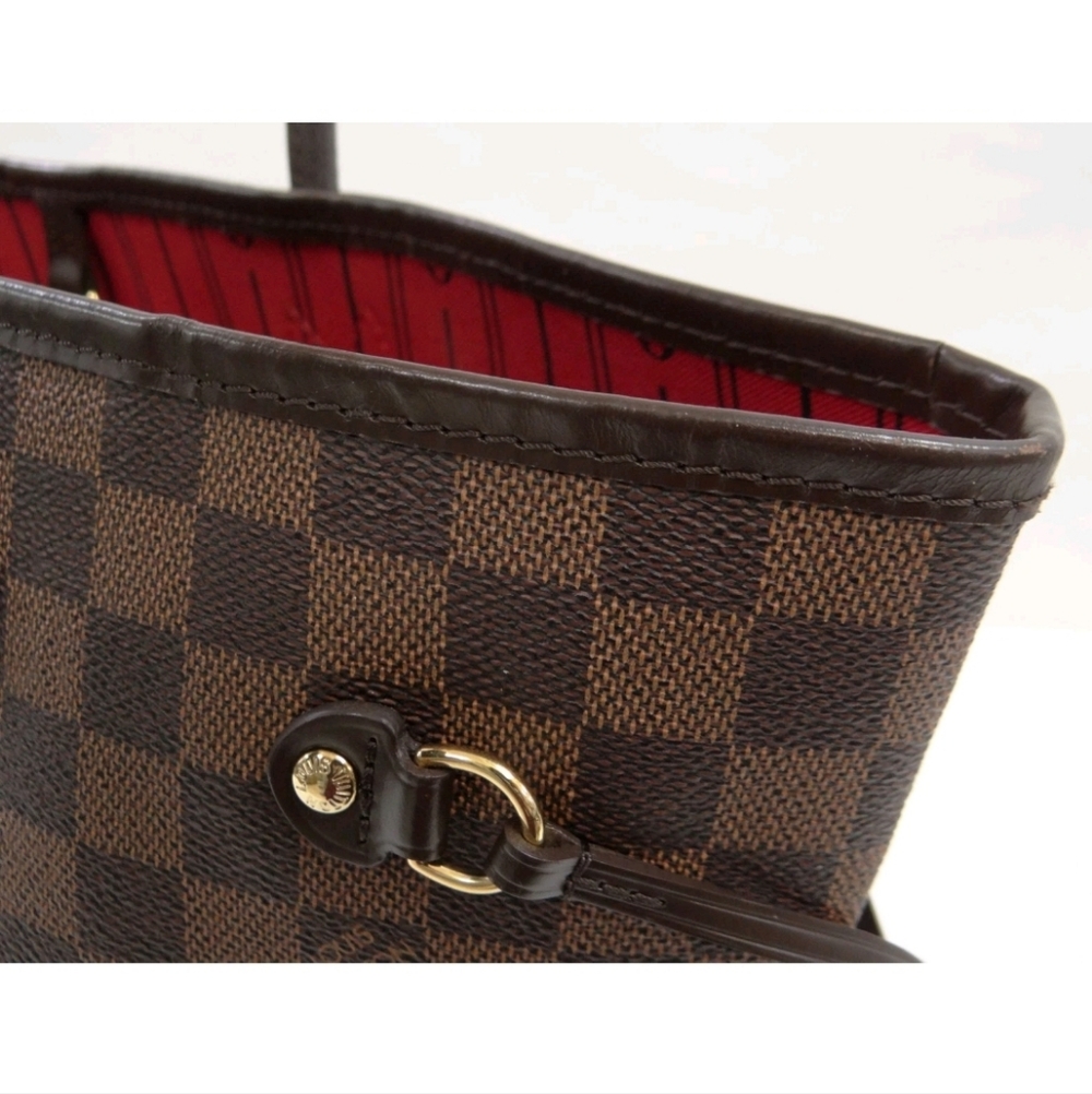💕Louis Vuitton Tote Bag Neverfull MM Damier Ebene "Cherry RED Interior" - Picture 8 of 16